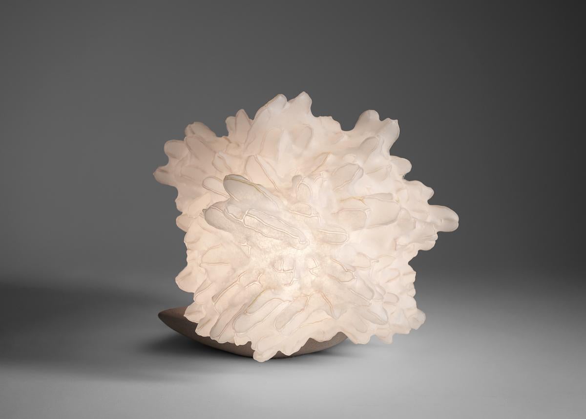 Soma Series includes lights sculptures, crafted by applying a self-webbing membrane over a unique structure made of thin glass rods in the traditional lampwork technique. As inspiration for these sculptures Ayala Serfaty is inspired by natural
