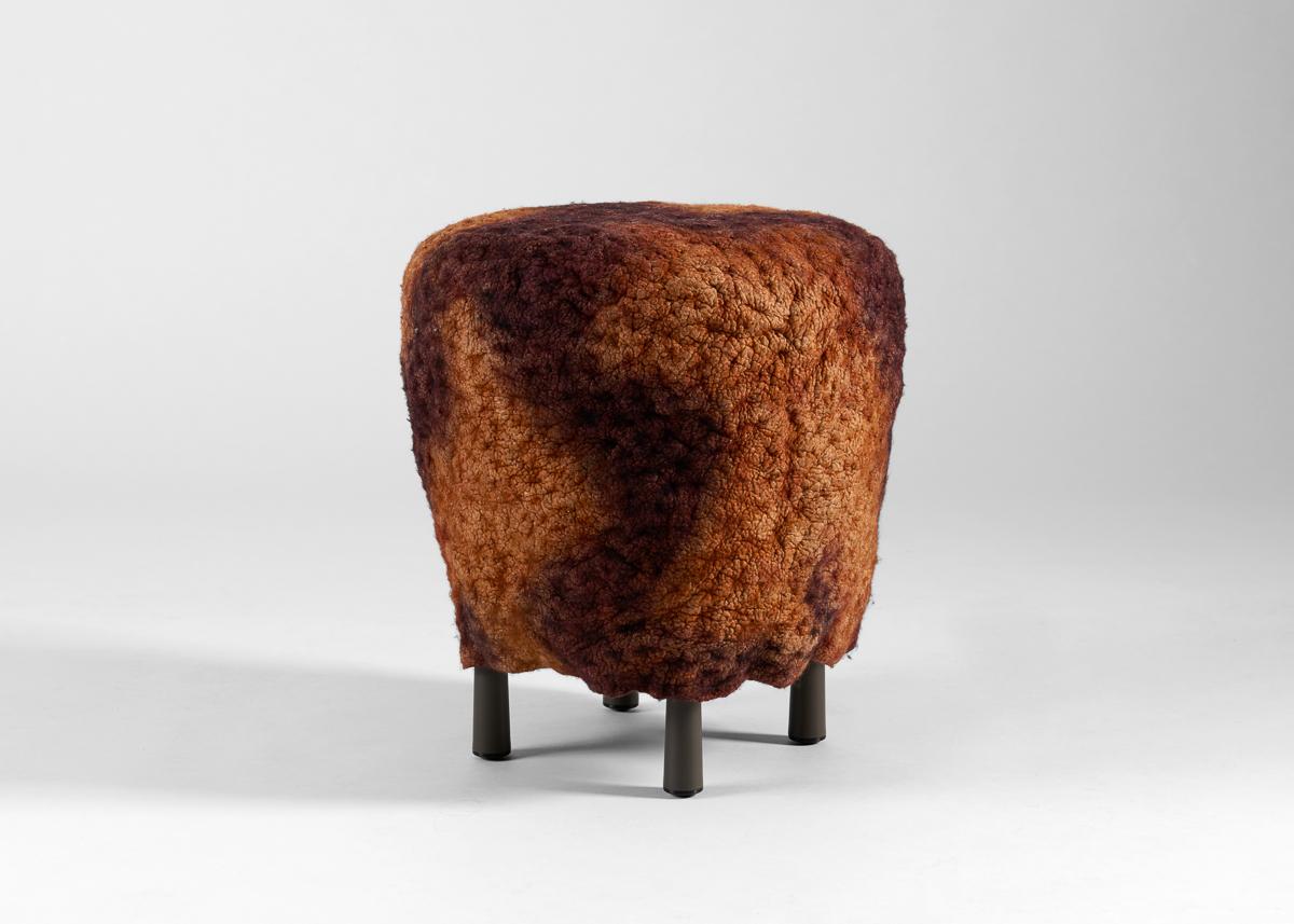 Shastool Series consists of pieces felted by hand, recalling ancient textiles. Utilizing wool and silk, these one-of-a-kind fiber art pieces are softly molded over organic sculptural structures, which are both artistic and comfortable.

About Ayala