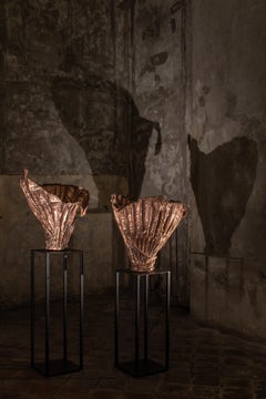 Vase Ayama - Tissu Trayma et cuivre - unique