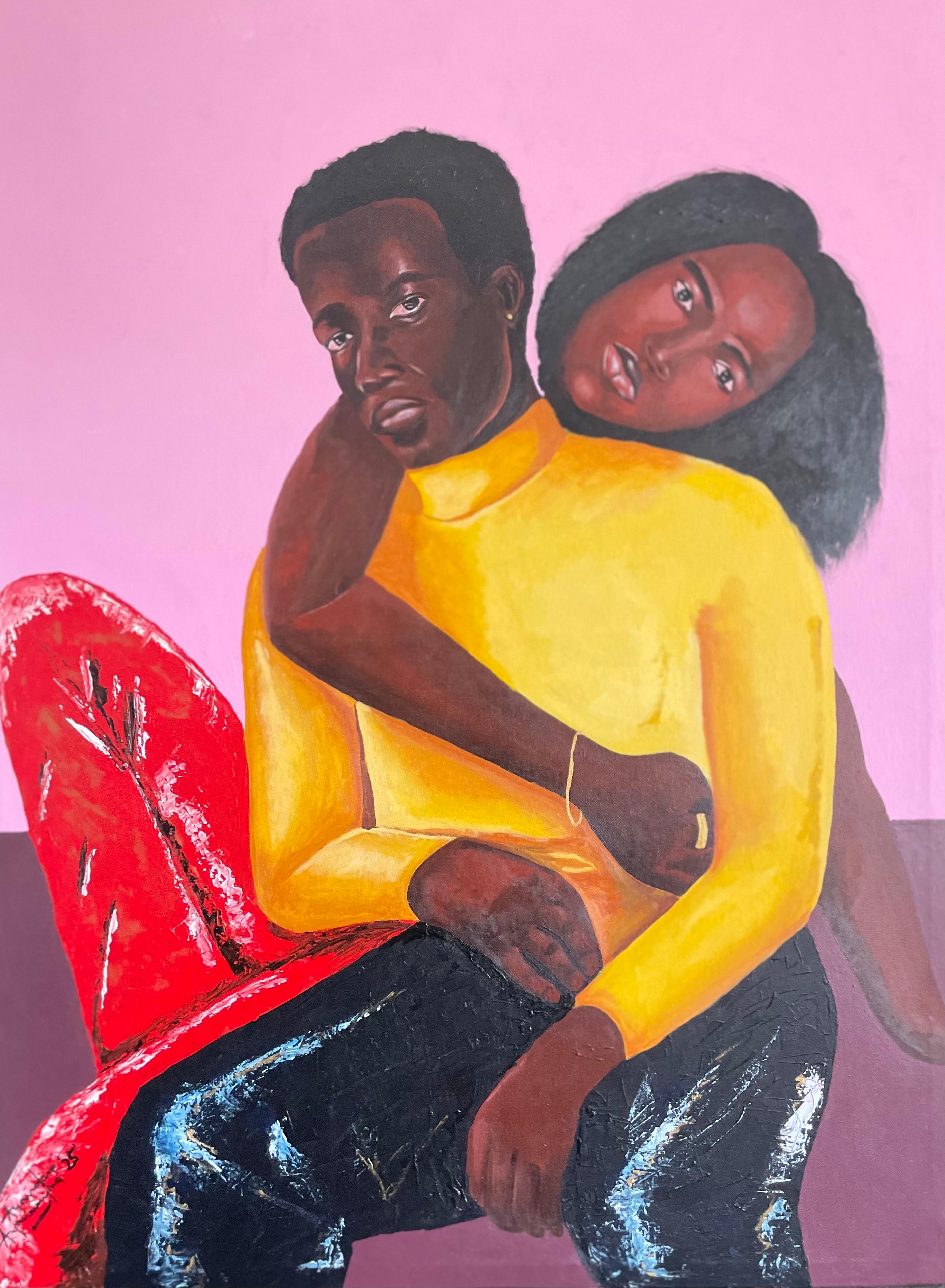 Ayandare Adeniran Ayanmuyiwa Portrait Painting - Irinajo Ife (Journey of Love) - 21st Century, Contemporary, Figurative, Couple