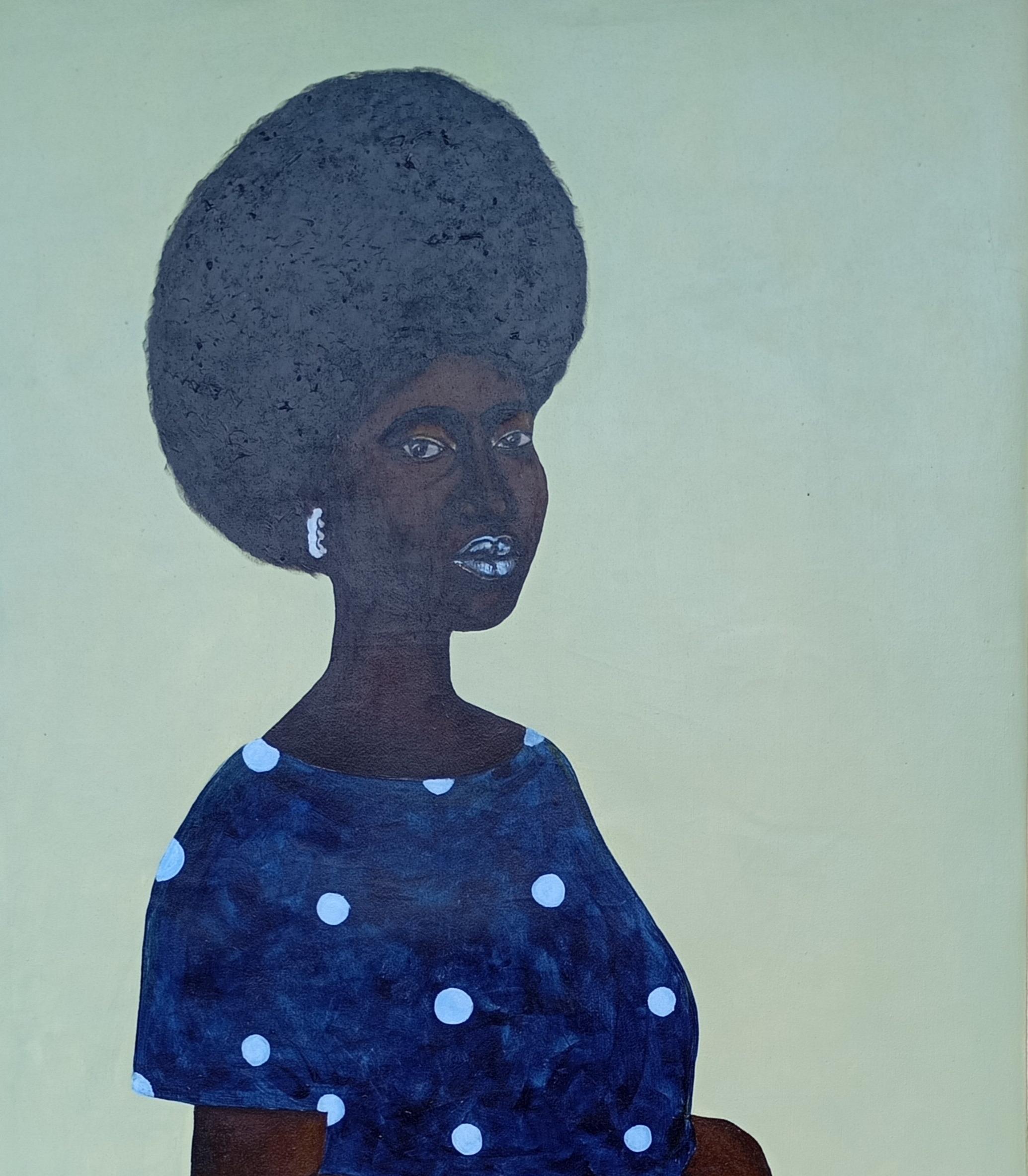 Labake - 21. Jahrhundert, Contemporary, Figuratives Porträt einer afrikanischen Frau, Blau – Painting von Ayandare Adeniran Ayanmuyiwa