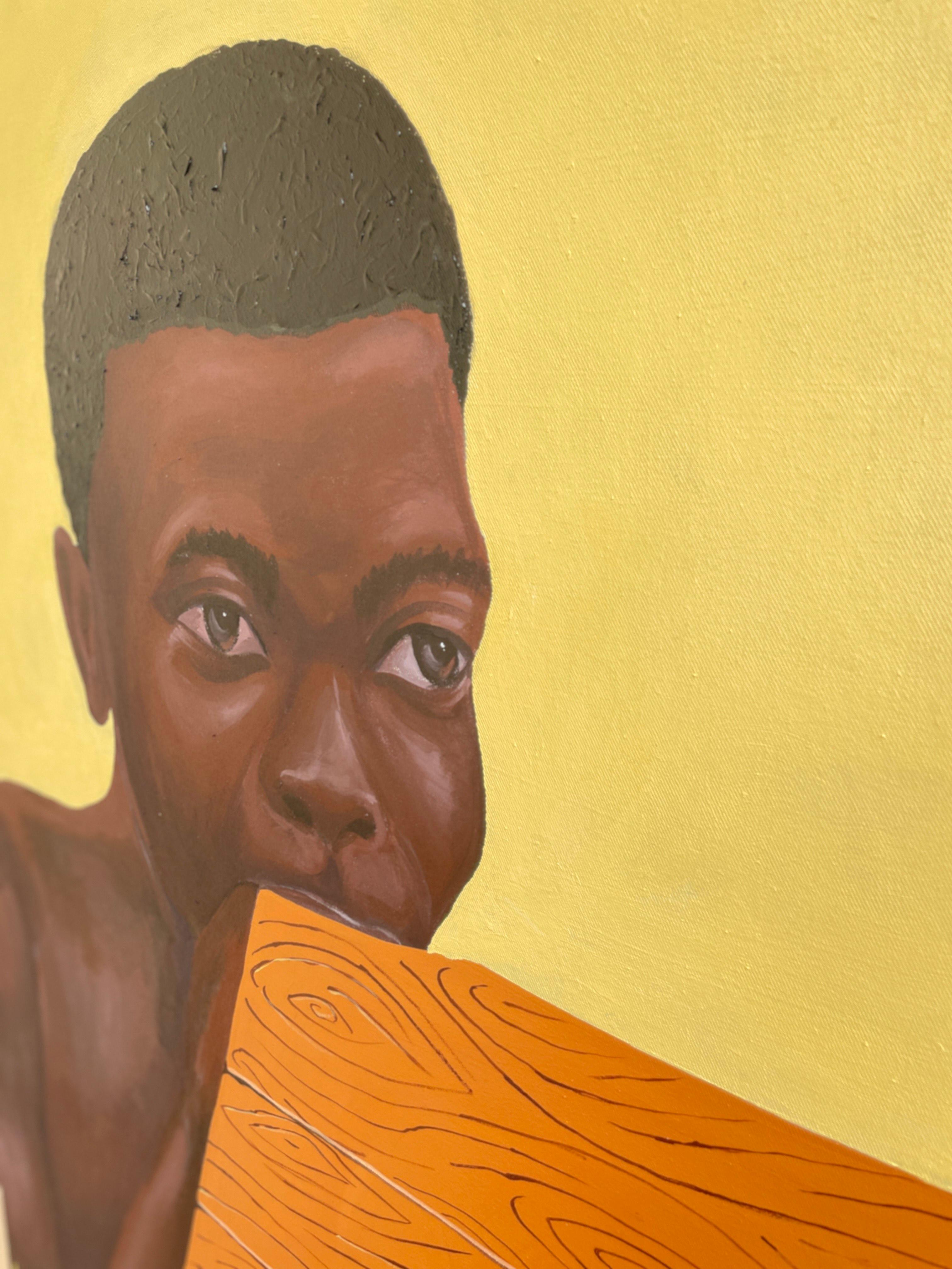 Radiance of Dreams - 21st Century, Contemporary, Figurative, Portrait, African - Brown Portrait Painting by Ayandare Adeniran Ayanmuyiwa