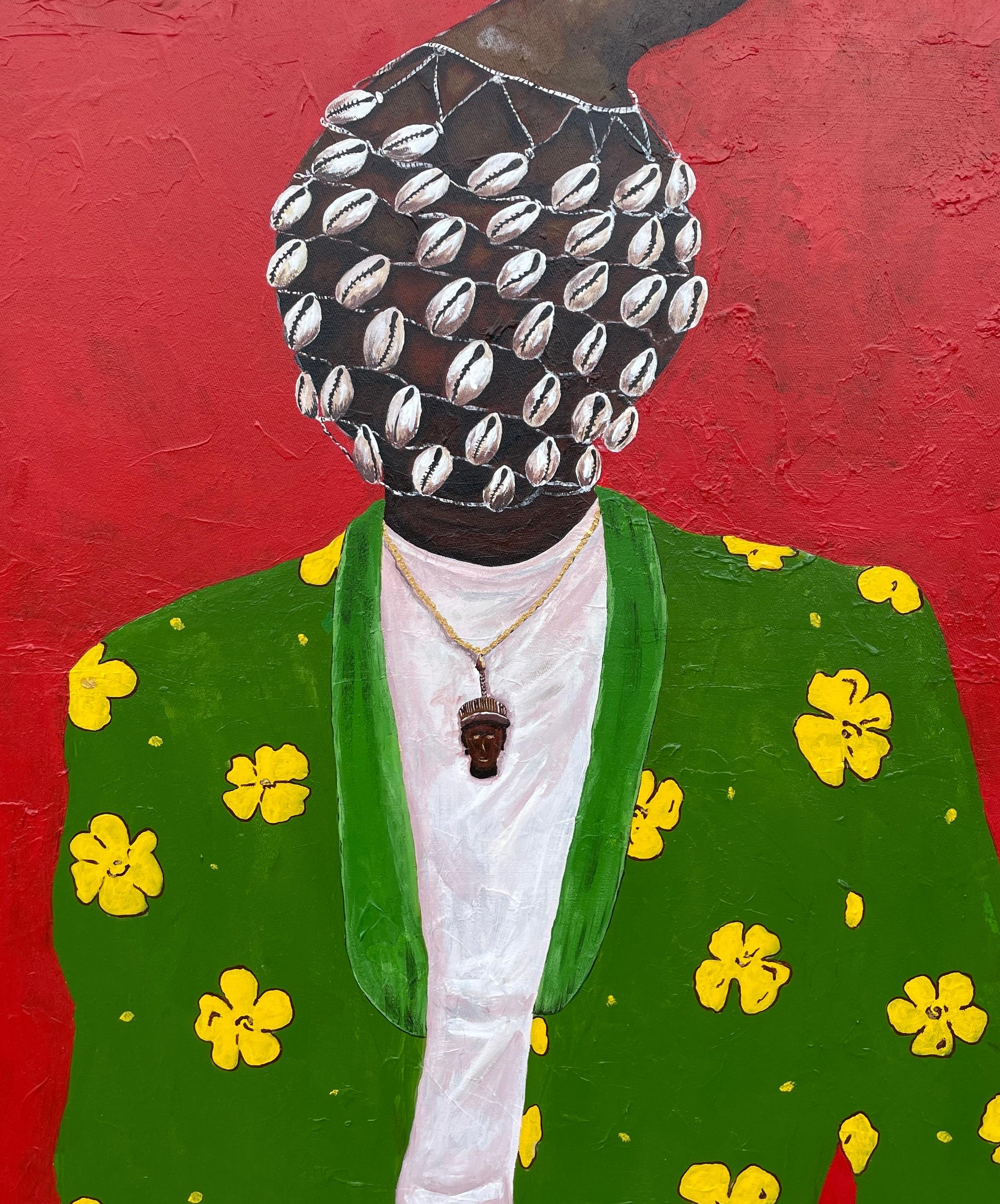 Self Confidence - 21st Century, Contemporary, Figurative Portrait, Woman, Africa - Red Figurative Painting by Ayandare Adeniran Ayanmuyiwa