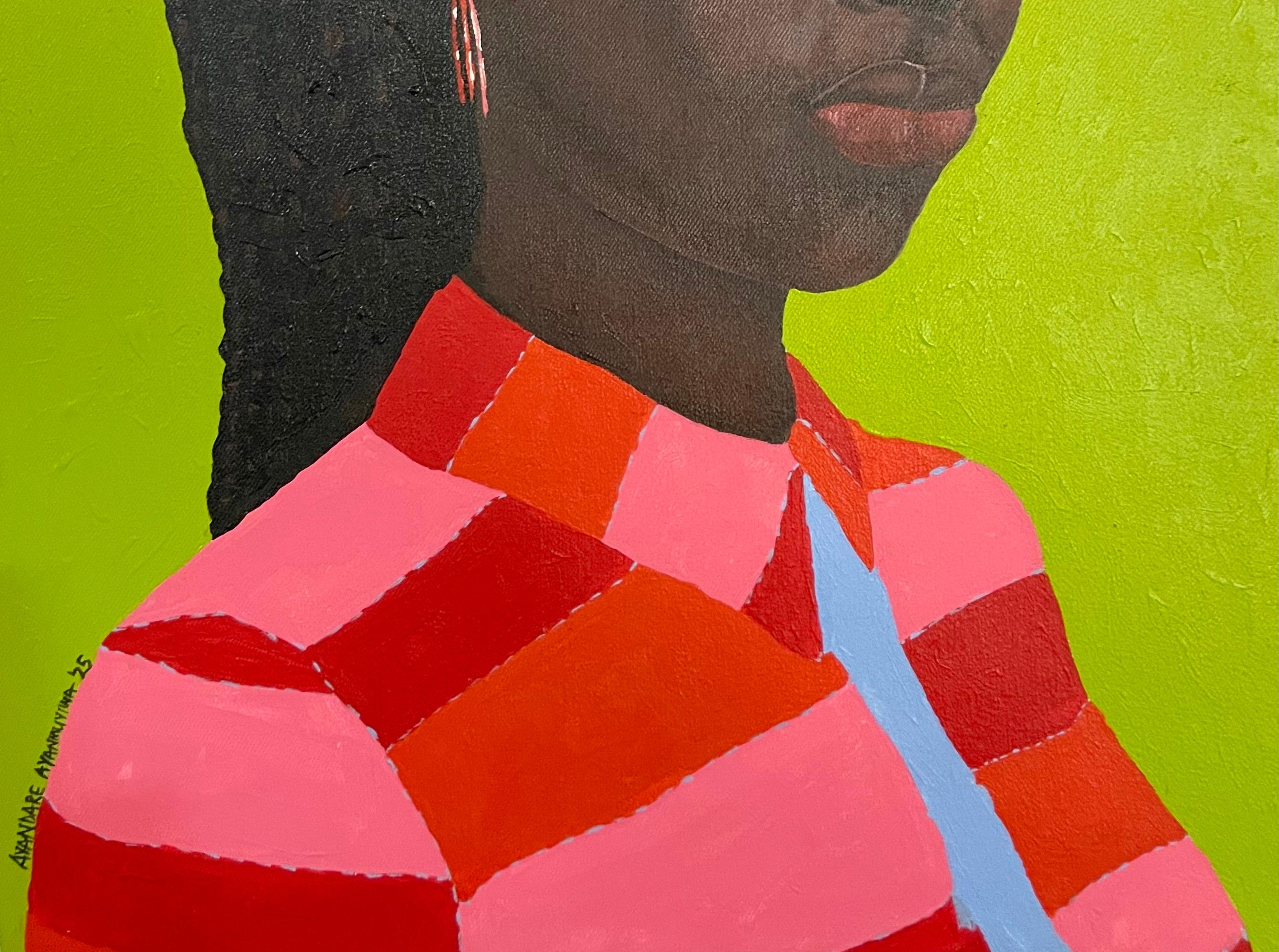 Transcend -21° Secolo, Contemporaneo, Figurativo, Ritratto, Donne, Africa - Figurative Painting Marrone di Ayandare Adeniran Ayanmuyiwa