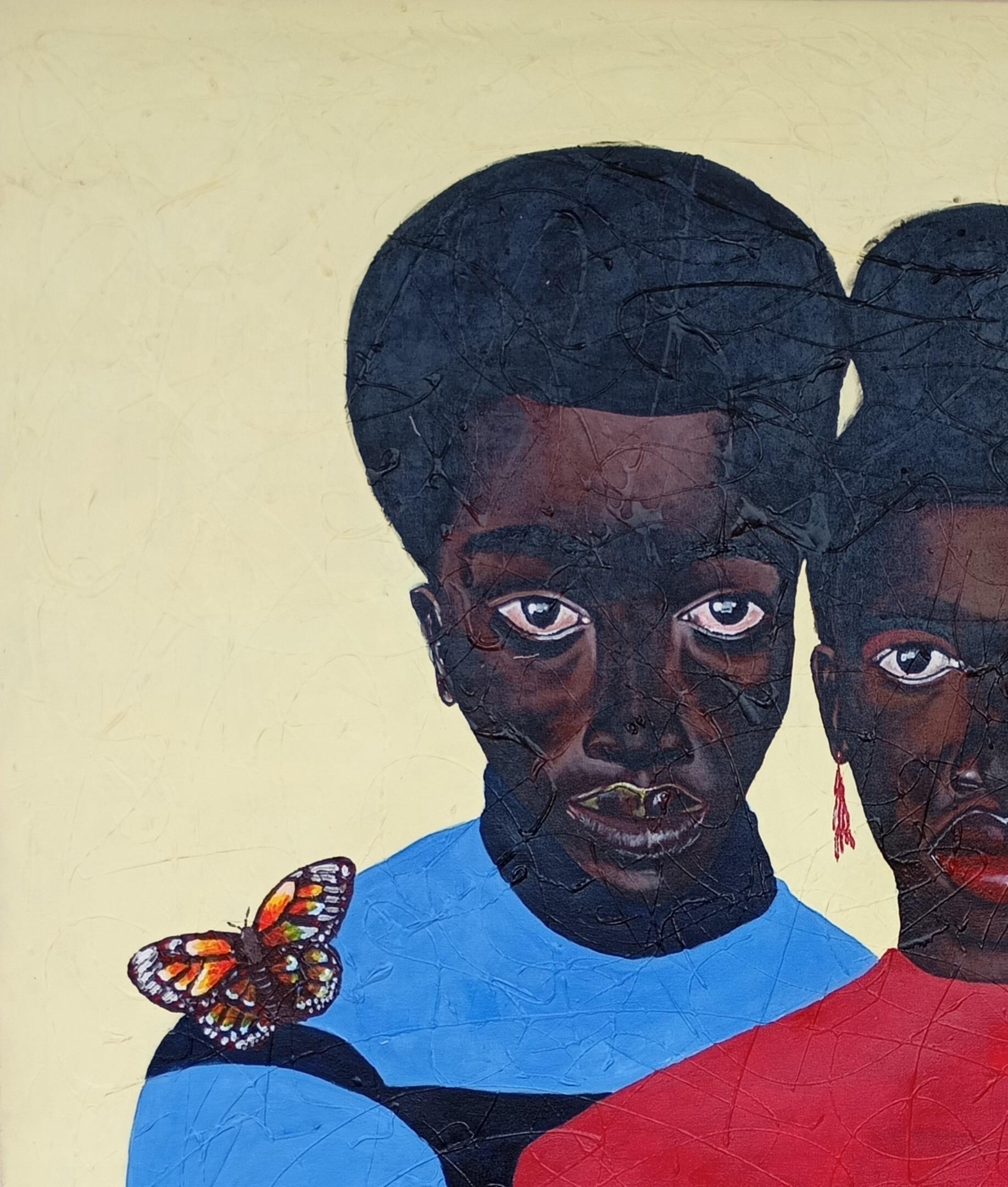 Io e te - 21° secolo, Contemporaneo, Ritratto figurativo dell'amore, Girasole - Painting di Ayandare Adeniran Ayanmuyiwa