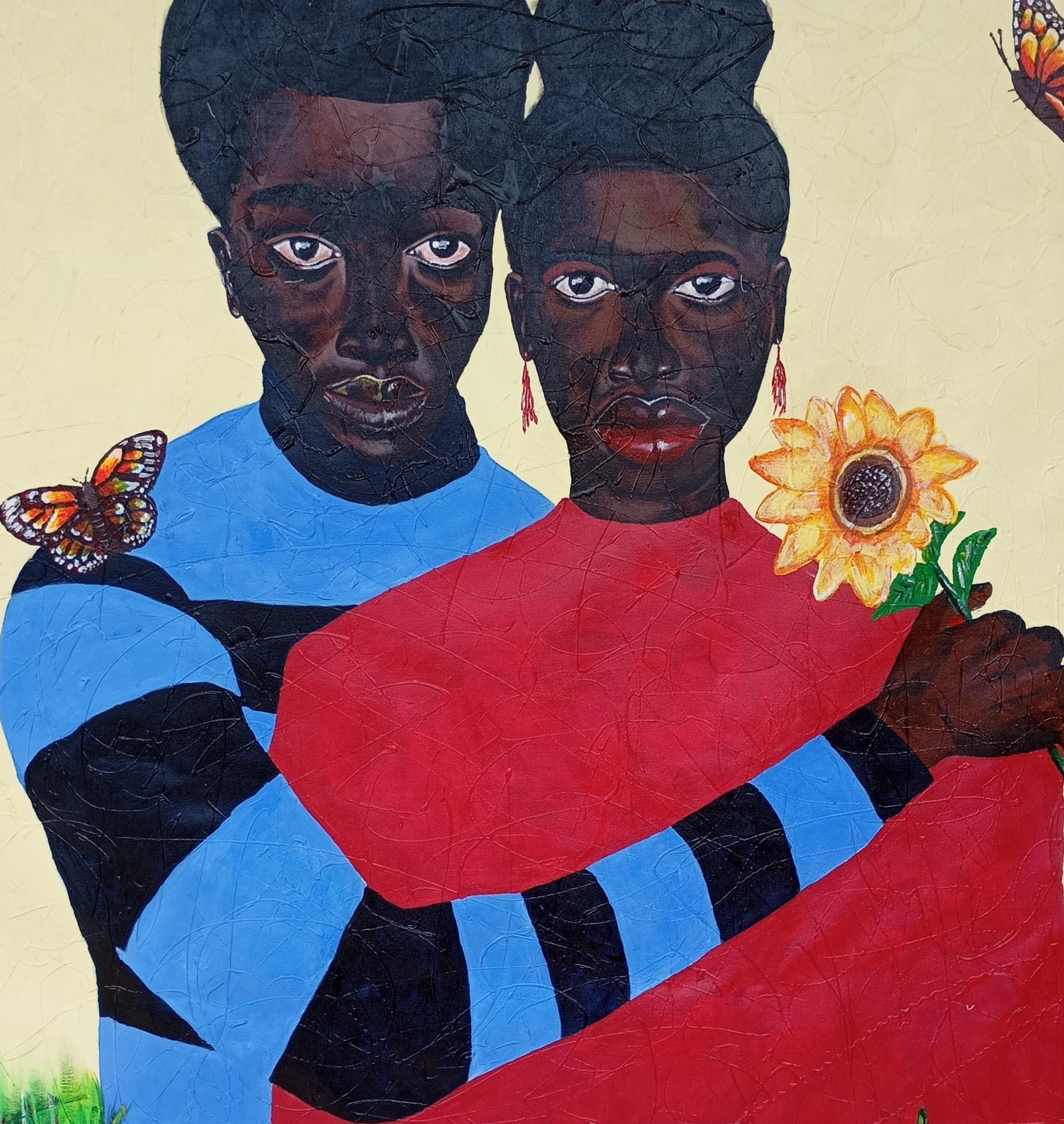 Io e te - 21° secolo, Contemporaneo, Ritratto figurativo dell'amore, Girasole 2