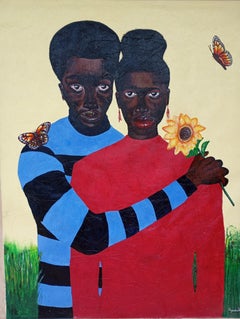 Io e te - 21° secolo, Contemporaneo, Ritratto figurativo dell'amore, Girasole