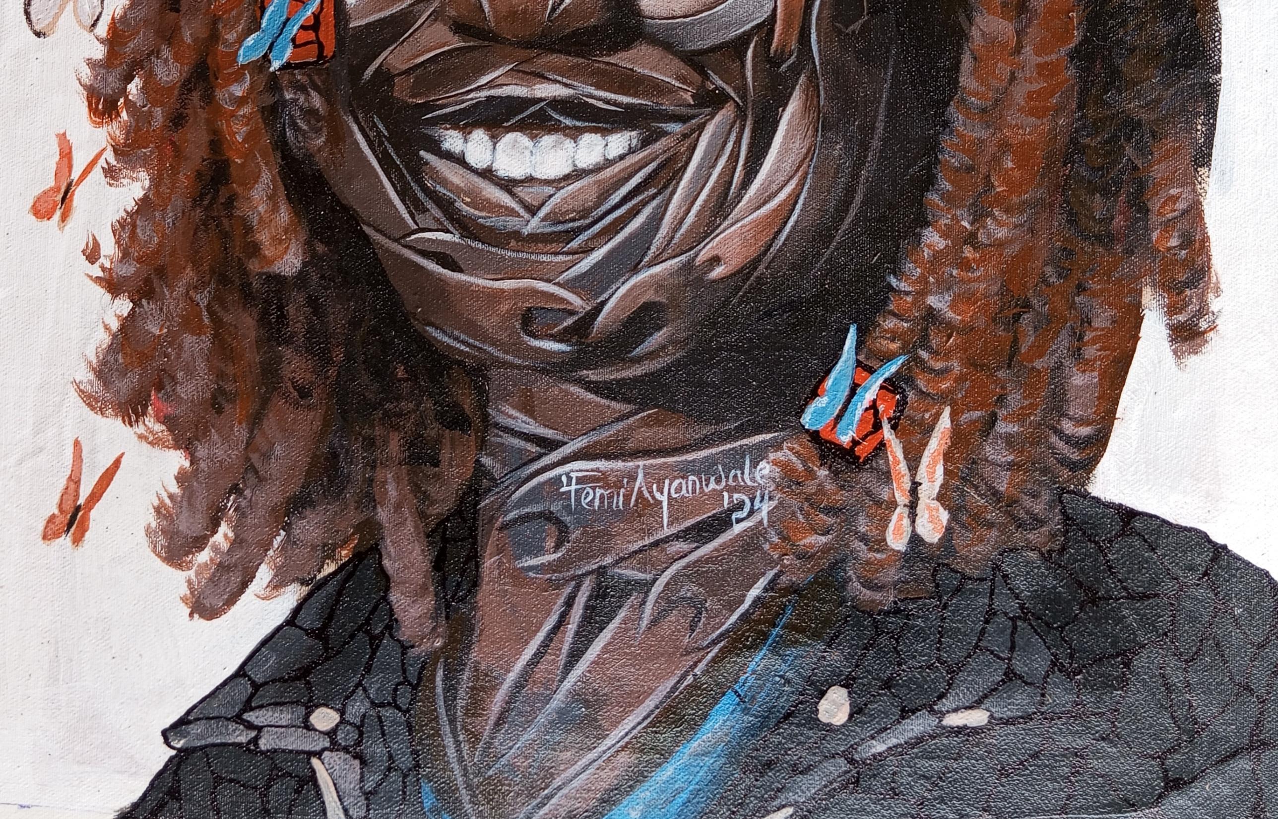 Duduyemi 2 - Black Portrait Painting by  Ayanwale Joseph Oluwafemi 