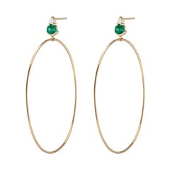 Ayda Hoops, Yellow Gold and Emerald Hoops