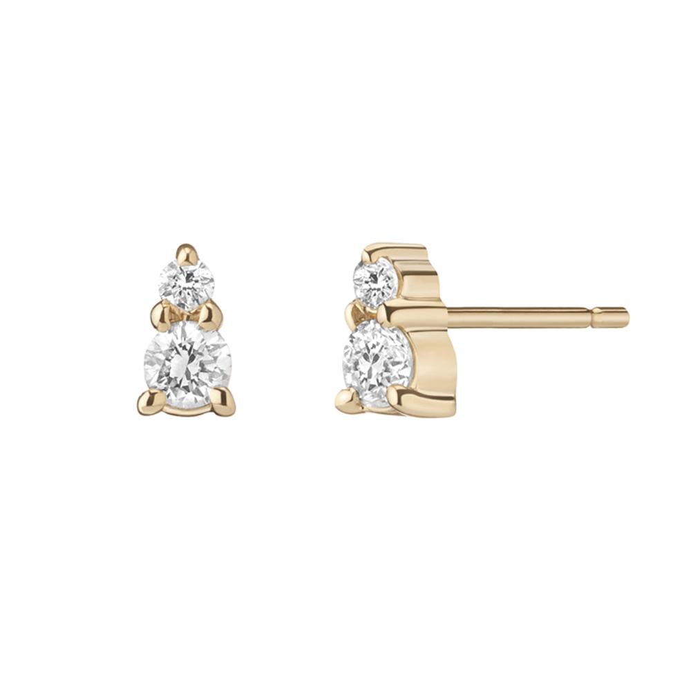 Brilliant Cut Ayda Studs, Yellow Gold and Diamond Studs For Sale