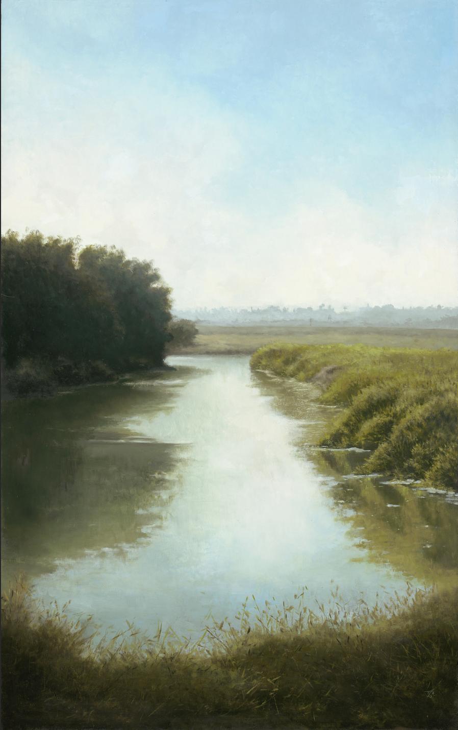 Alexander stream - landscape painting - Painting by Ayelet Katz
