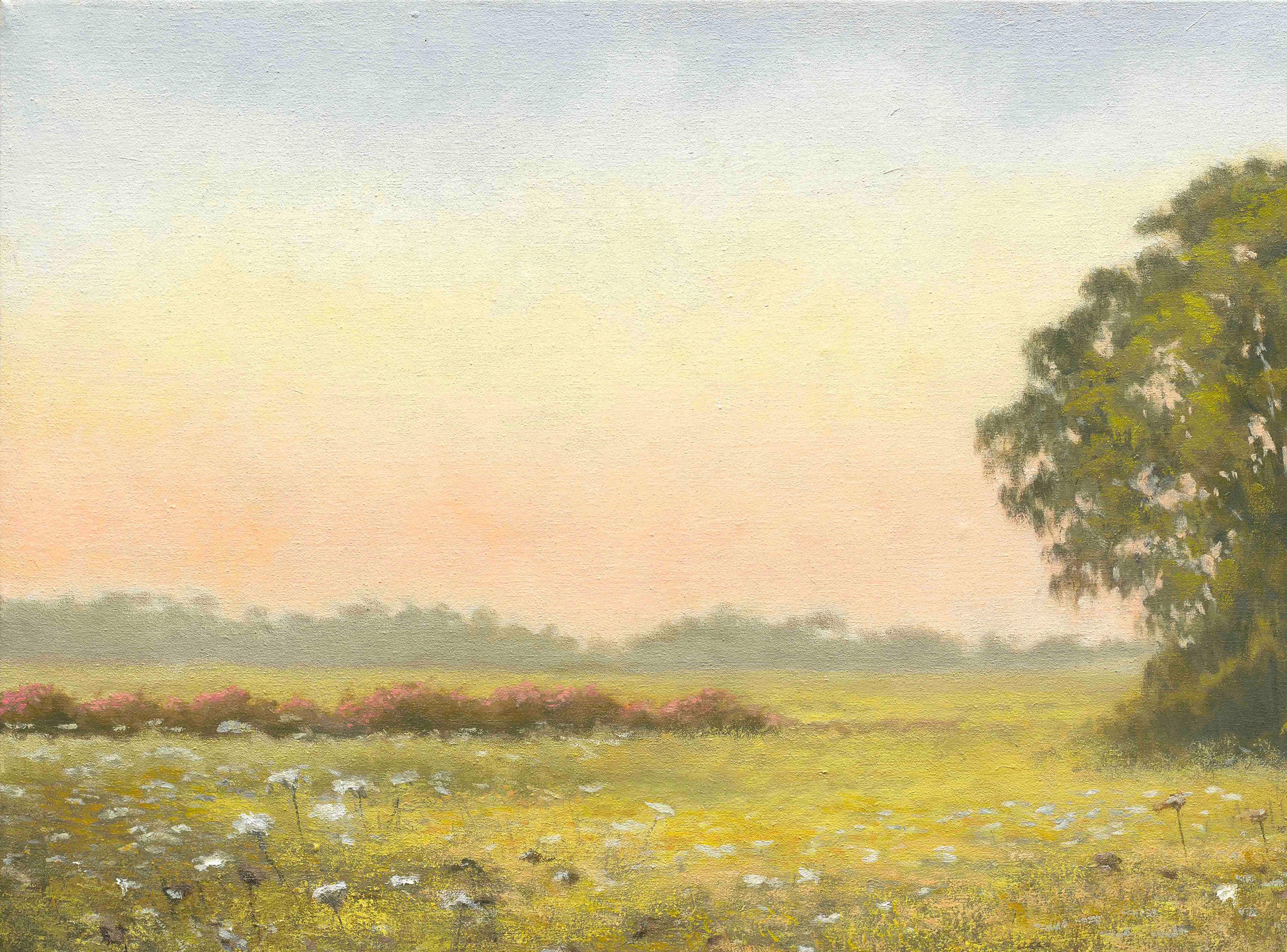 Sunrise - landscape painting - Brown Landscape Painting by Ayelet Katz