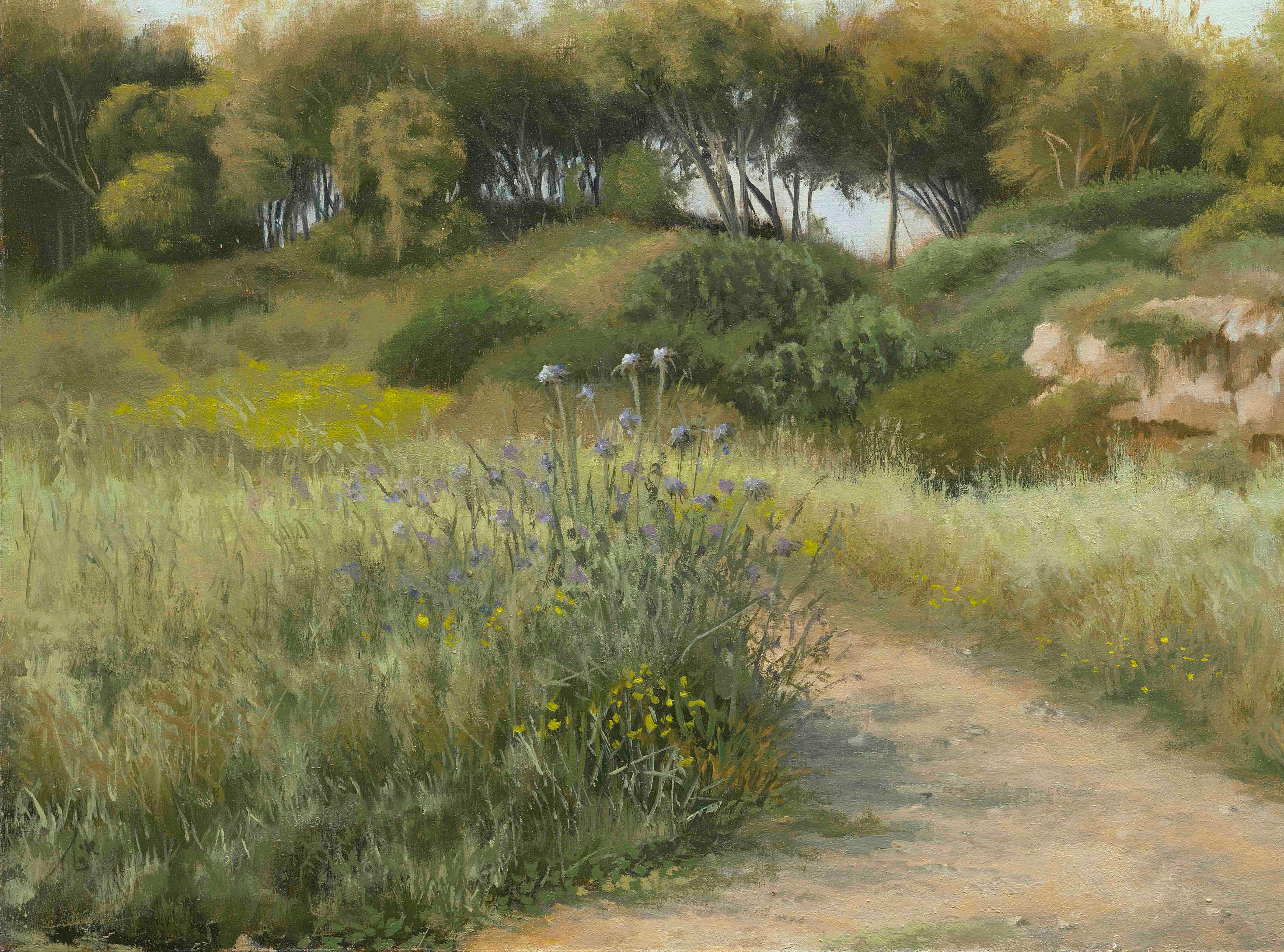 Thistle - landscape painting - Painting by Ayelet Katz