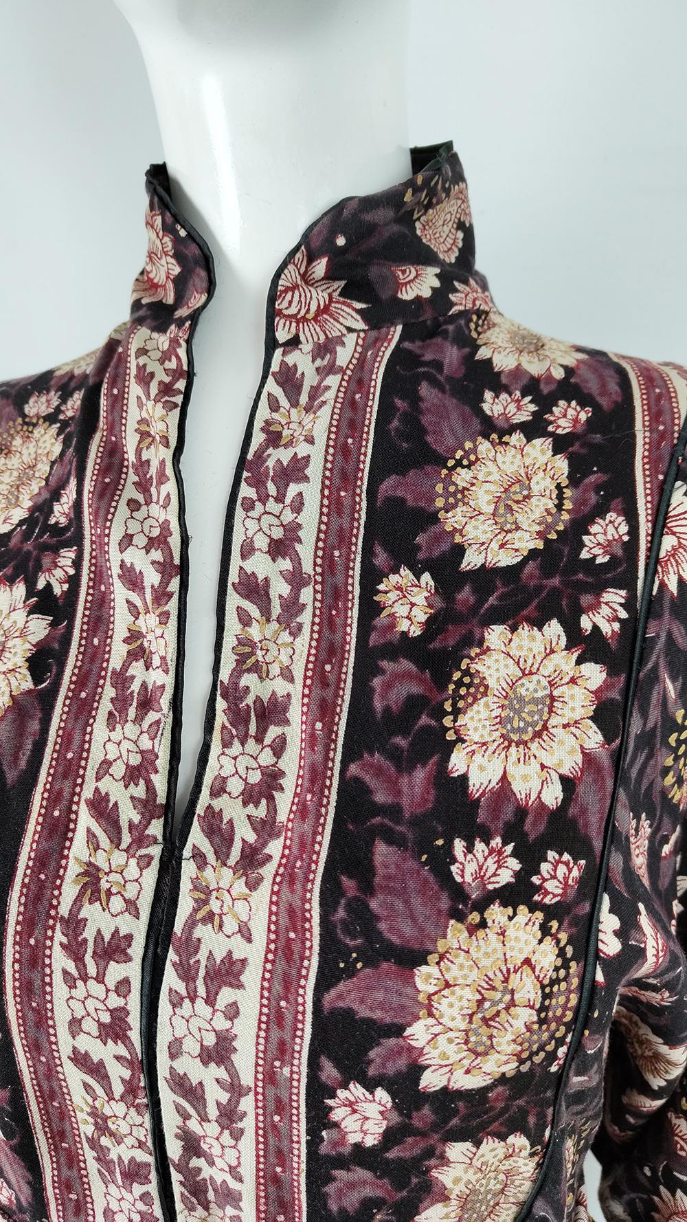Ayesha Davar Vintage 70s Indian Block Print Bohemian Dress, 1970s  For Sale 5