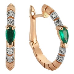 Ayida 14k Rose Gold Hoop Earrings with Diamonds 
Emerald