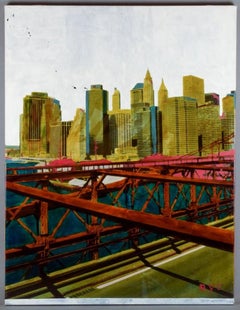 Ayline Olukman, French artist, "The Bridge, NYC", mixed media.