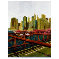 Ayline Olukman, French artist, "The Bridge, NYC", mixed media.