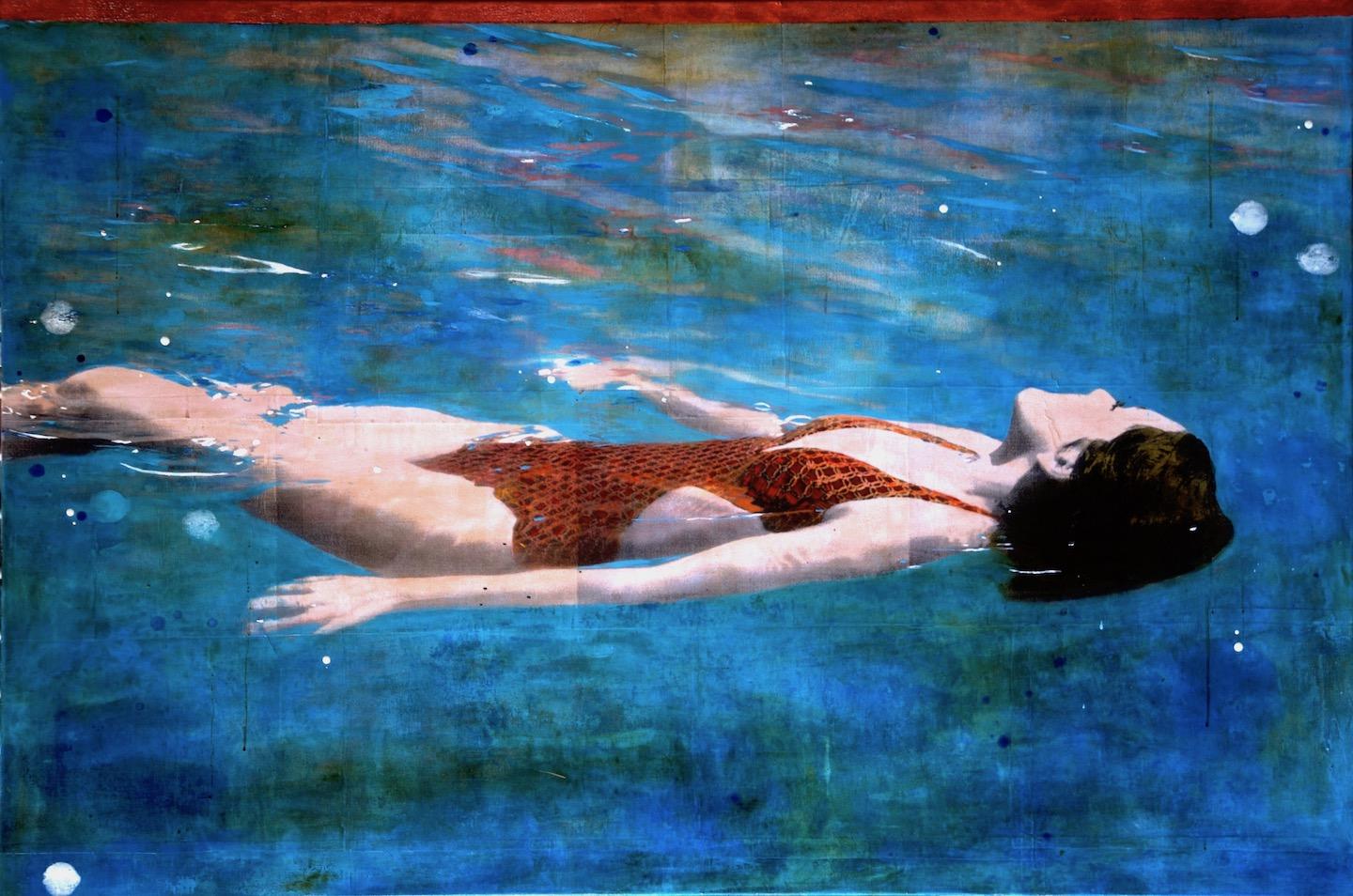 Ayline Olukman Landscape Painting - Fine Swim