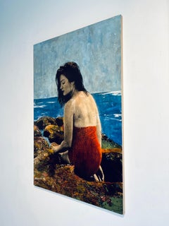 Sirene -originale moderne weibliche figurative-landschaftliche Malerei-zeitgenössische Kunst