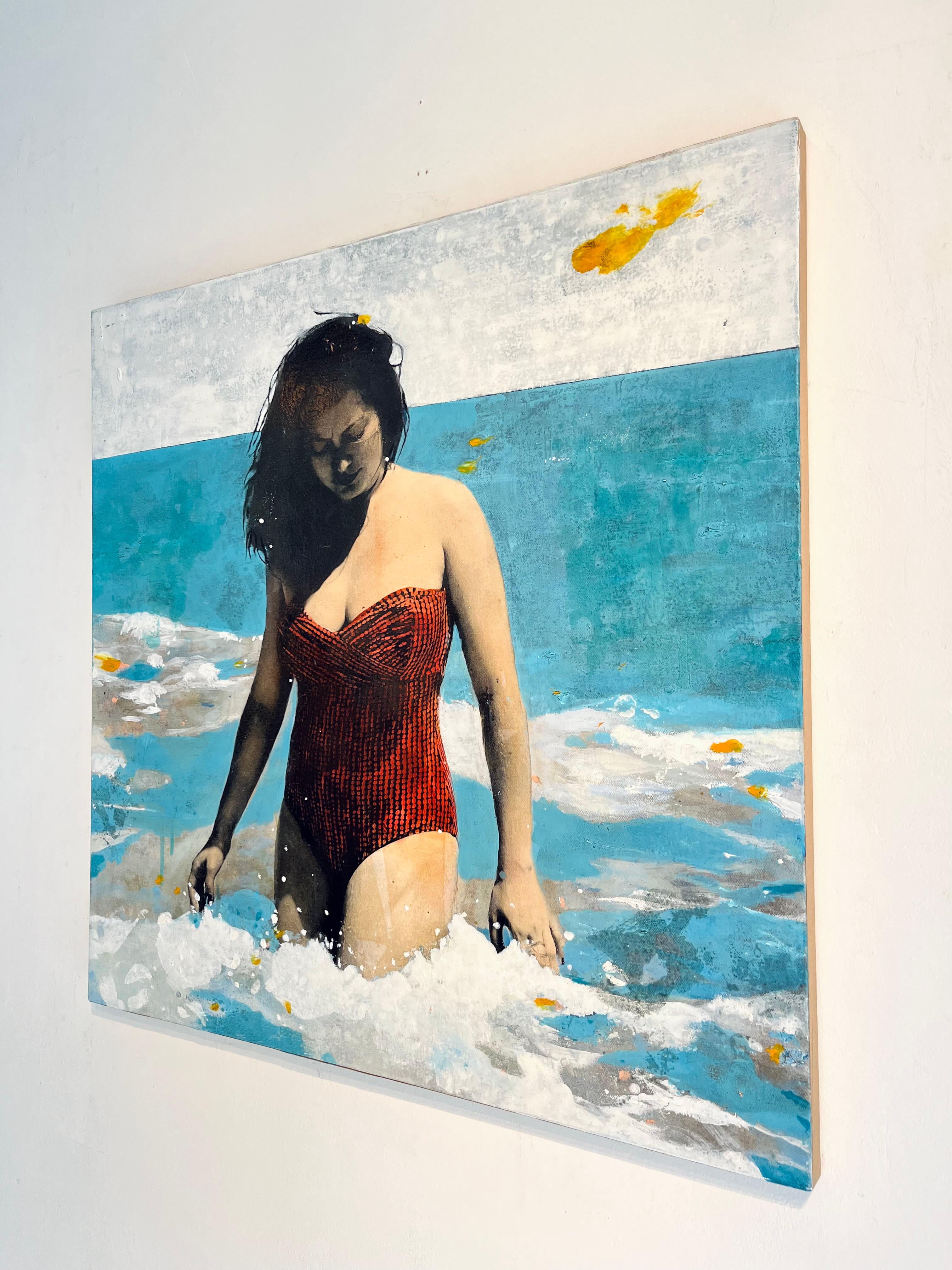 Waves - Original figurative modern impressionism seascape-figurative paintings - Painting by Ayline Olukman