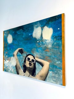 Donne della spiaggia - pittura di paesaggio figurativa dell'impressionismo originale - Arte