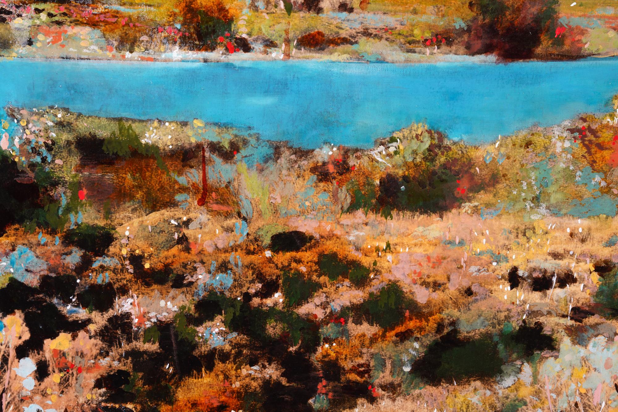 Lake - Gray Landscape Painting by Ayline Olukman