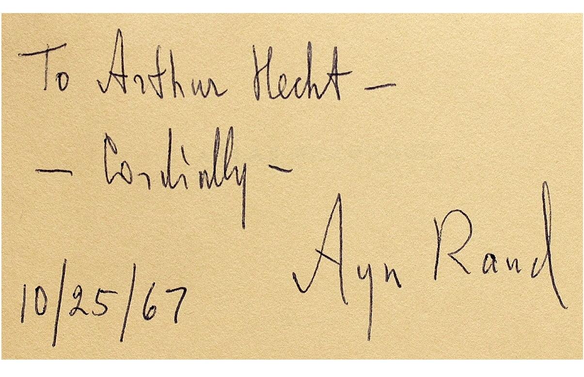 Fabric Ayn Rand, Atlas Shrugged, 1957, 9th Printing, Inscribed Presentation Copy