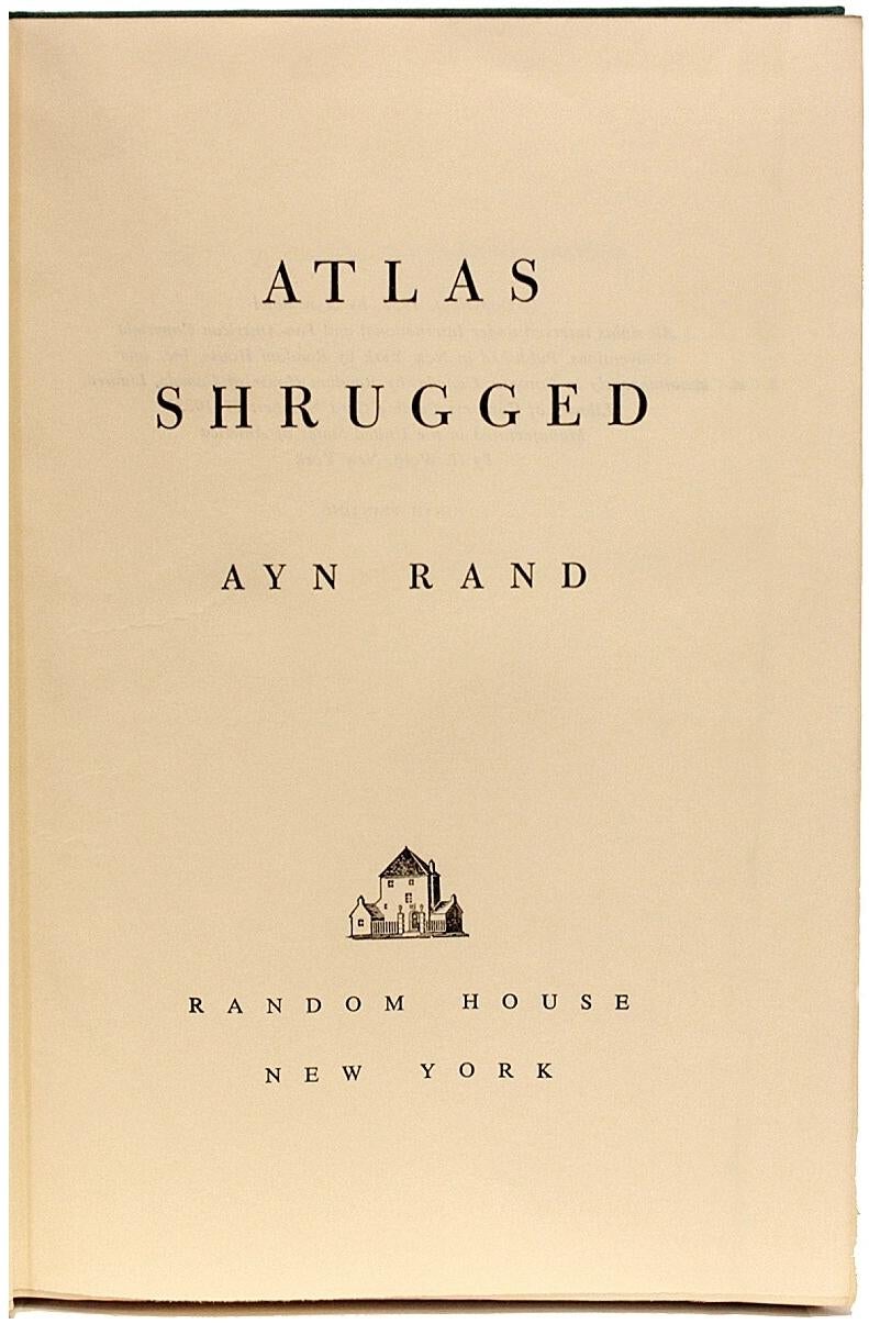 Ayn Rand, Atlas Shrugged, 1957, 9th Printing, Inscribed Presentation Copy 1