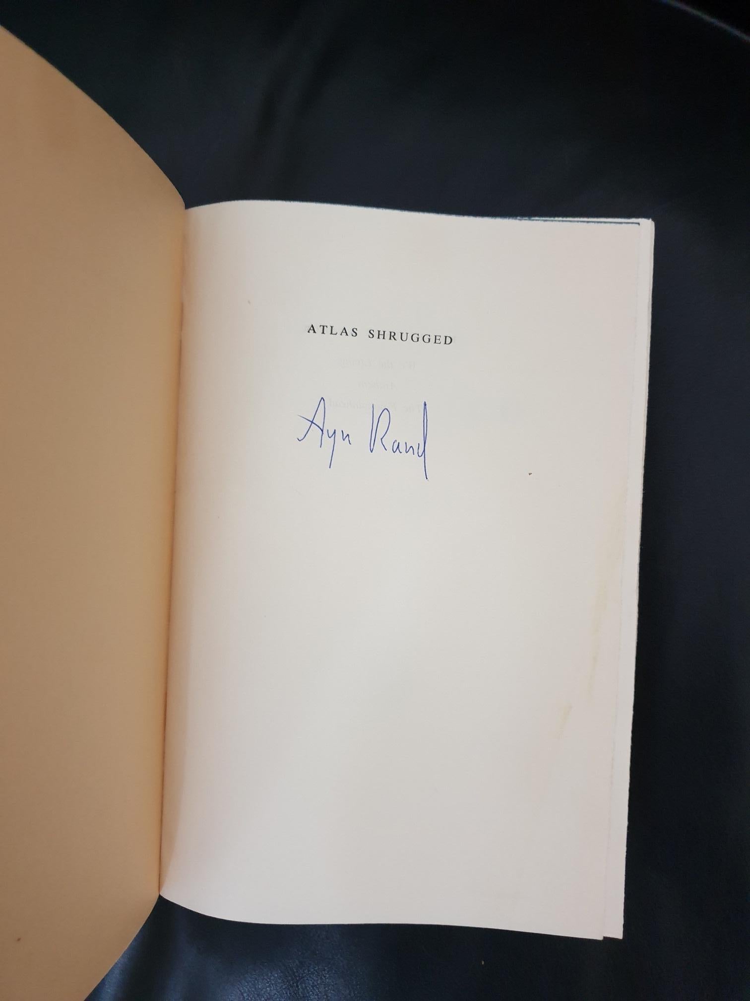 Ayn Rand Atlas Shrugged First Edition First Printing Signed by Rand In Fair Condition In Alexandria, VA