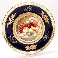 Aynsley Bone China Cobalt Blue, Raised Gold and Enamel Painted Cabinet Plate