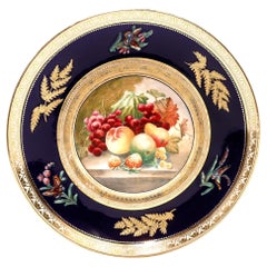Aynsley Bone China Cobalt Blue, Raised Gold and Enamel Painted Cabinet Plate