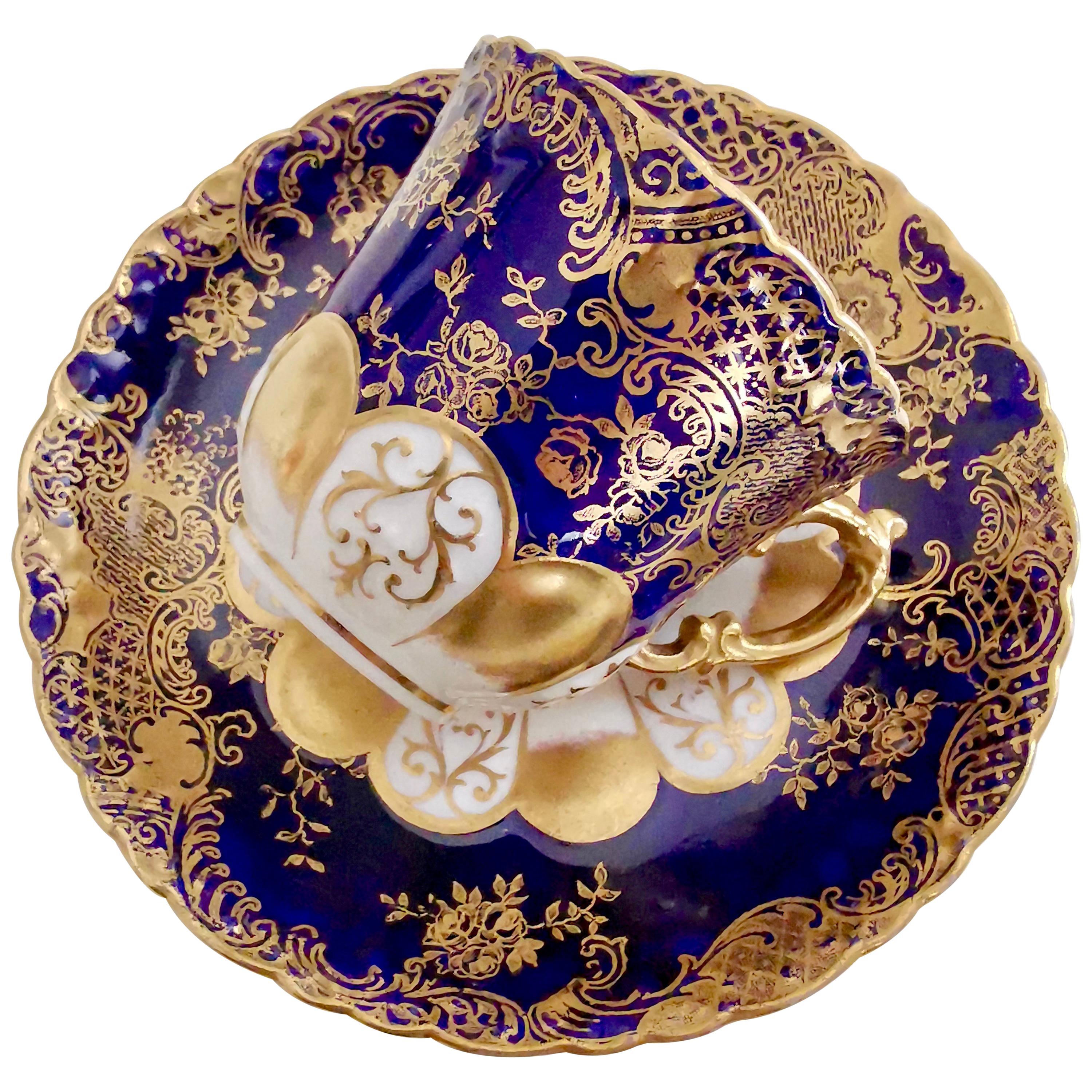Aynsley Porcelain Demitasse Cup, Art Nouveau Cobalt Blue with Gilt, 1891-1912