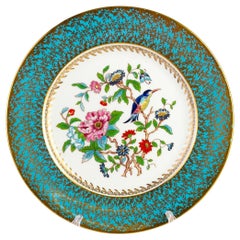 Aynsley English 24KT Gold Porcelain Plate Blossoms and Exotic Bird 