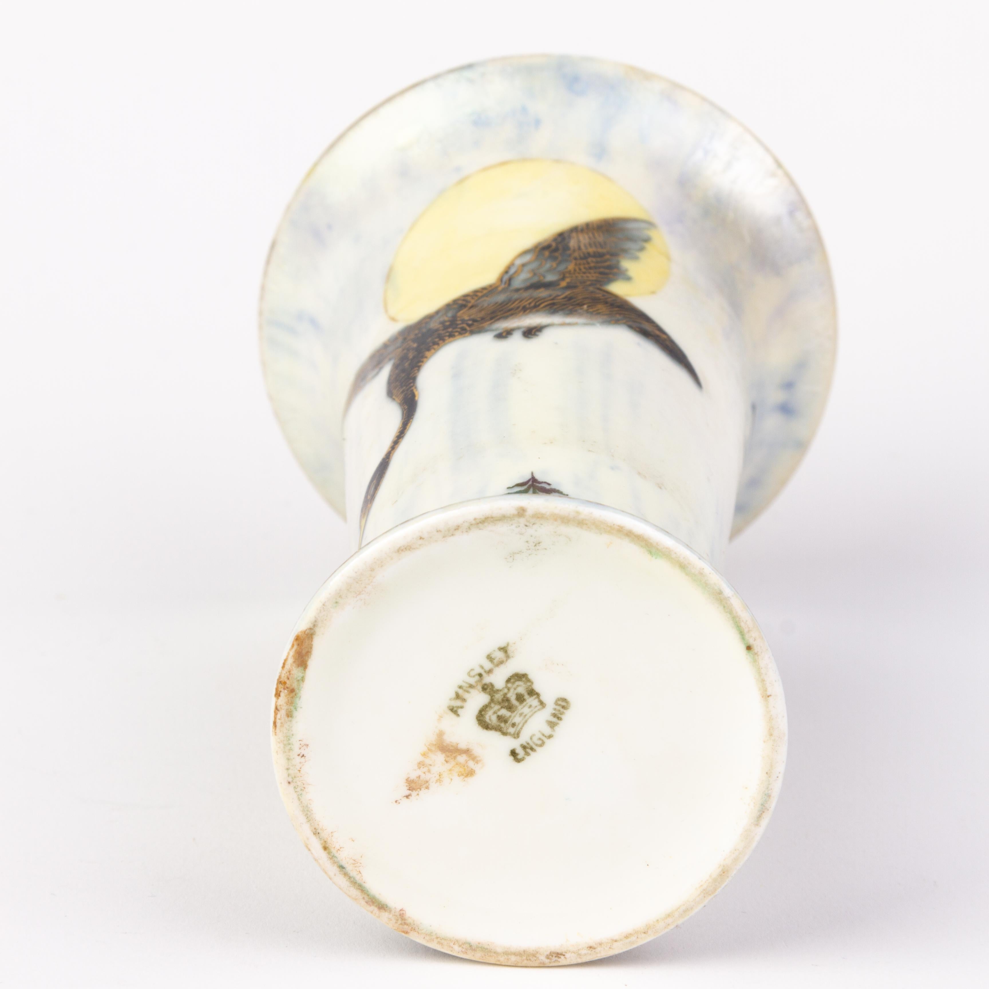 Porcelain Aynsley Lustre Vase with Flying Ducks  For Sale