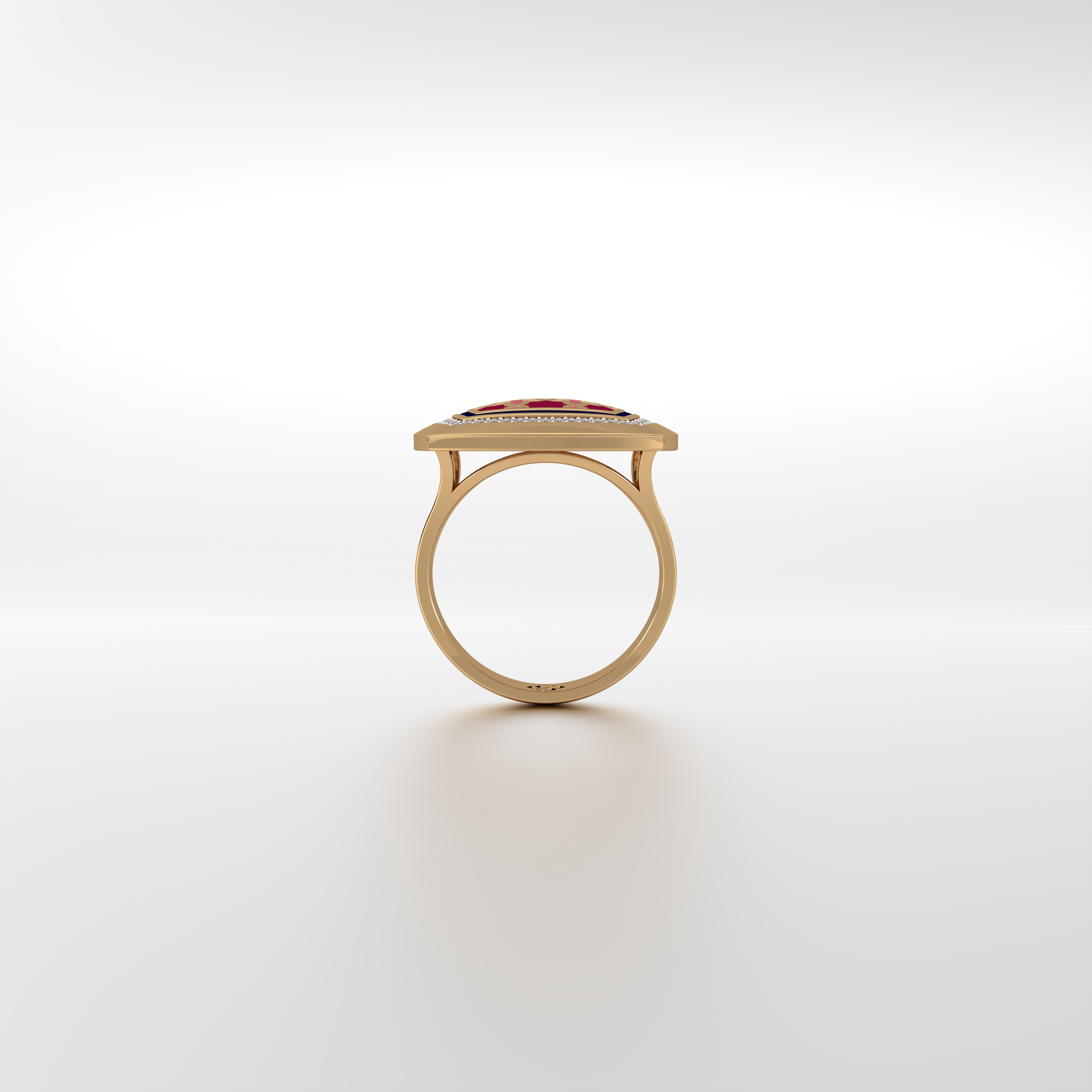 For Sale:  SOHNAA 18Kt Gold Diamond Enamel Miraas Aynur Cushion Signet Ring 3