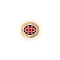SOHNAA 18Kt Gold Diamond Enamel Miraas Aynur Horizontal Oval Signet Ring
