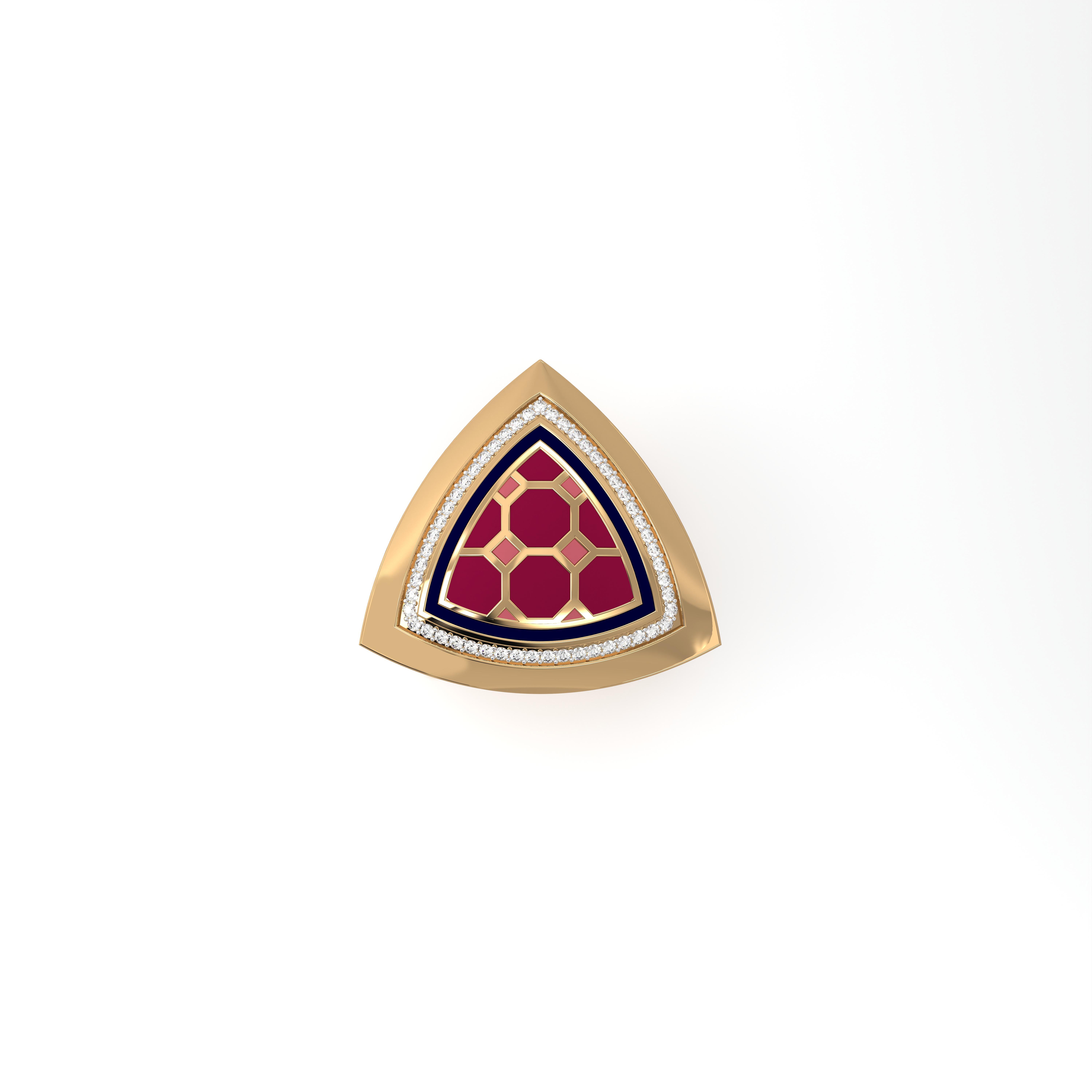 En venta: SOHNAA Anillo de oro de 18 quilates con esmalte de diamantes Miraas Aynur Trillion Signet Ring  2