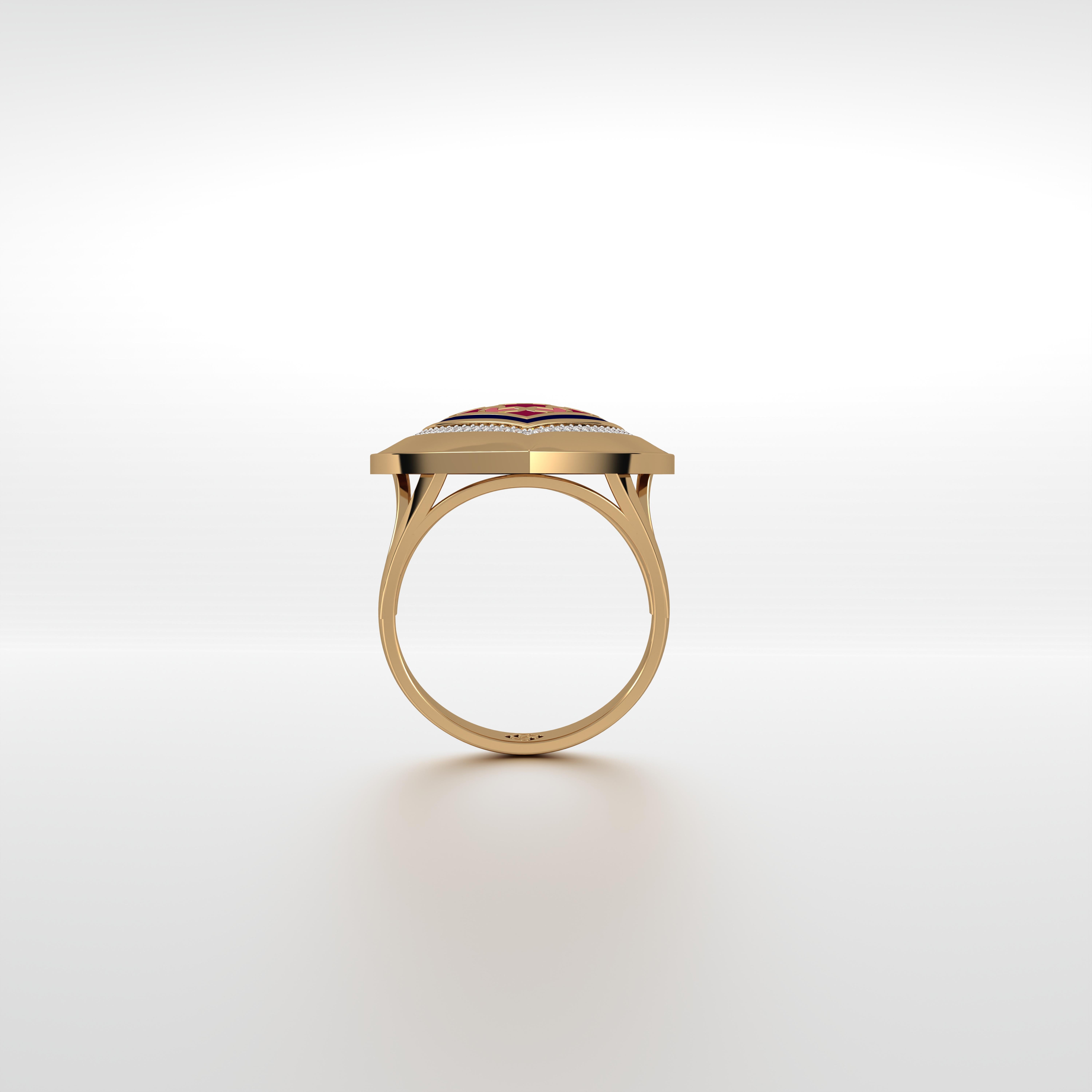 En venta: SOHNAA Anillo de oro de 18 quilates con esmalte de diamantes Miraas Aynur Trillion Signet Ring  3