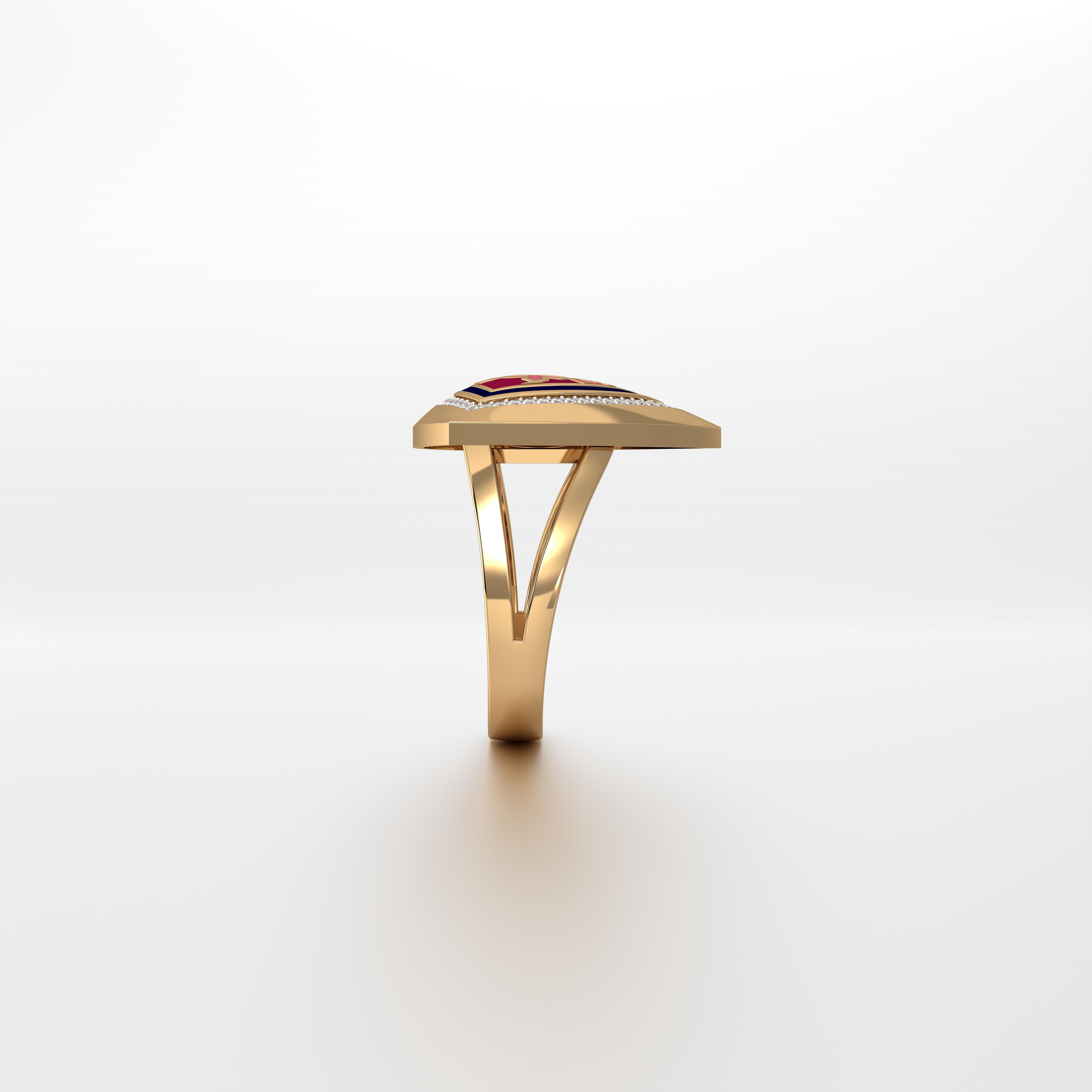 En venta: SOHNAA Anillo de oro de 18 quilates con esmalte de diamantes Miraas Aynur Trillion Signet Ring  4
