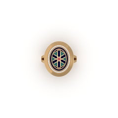 SOHNAA 18Kt Gold Diamond Enamel Miraas Aynur Vertical Oval Signet Ring