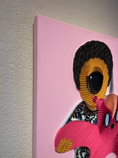 "Plushie V" - Mixed Media Figurative Portrait With Toy Bear