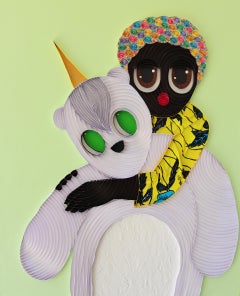 "Peluche VII" - Obra de arte en técnica mixta con figuras y peluches de osos