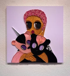 "Plushie X" – Quilled Mixed Media Portrait with Plush Toy Figures