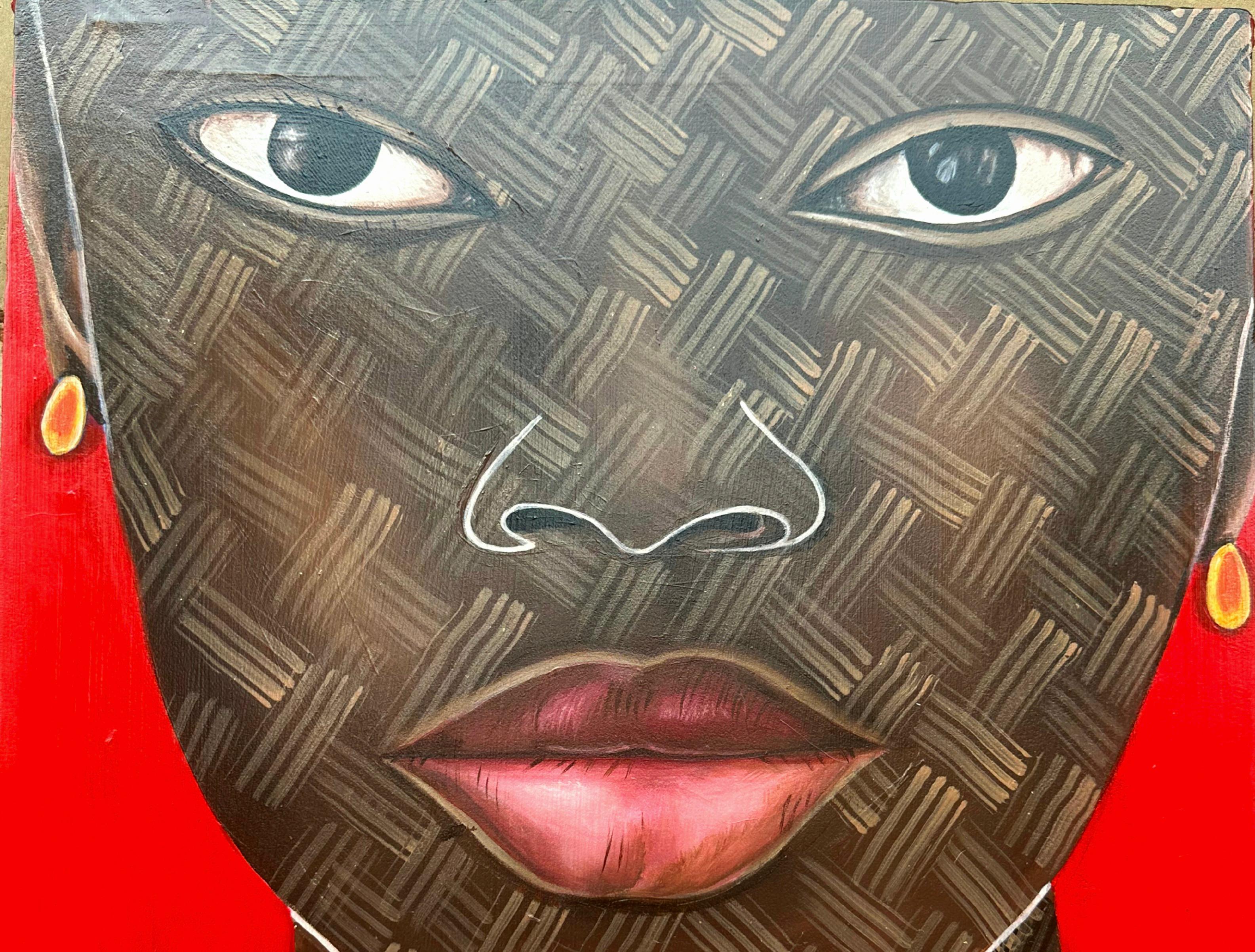 Gaze 1 -Contemporary, 21st Century, Figurative Portrait, Africa, Women, Acrylic - Painting by Ayotunde Ayomide