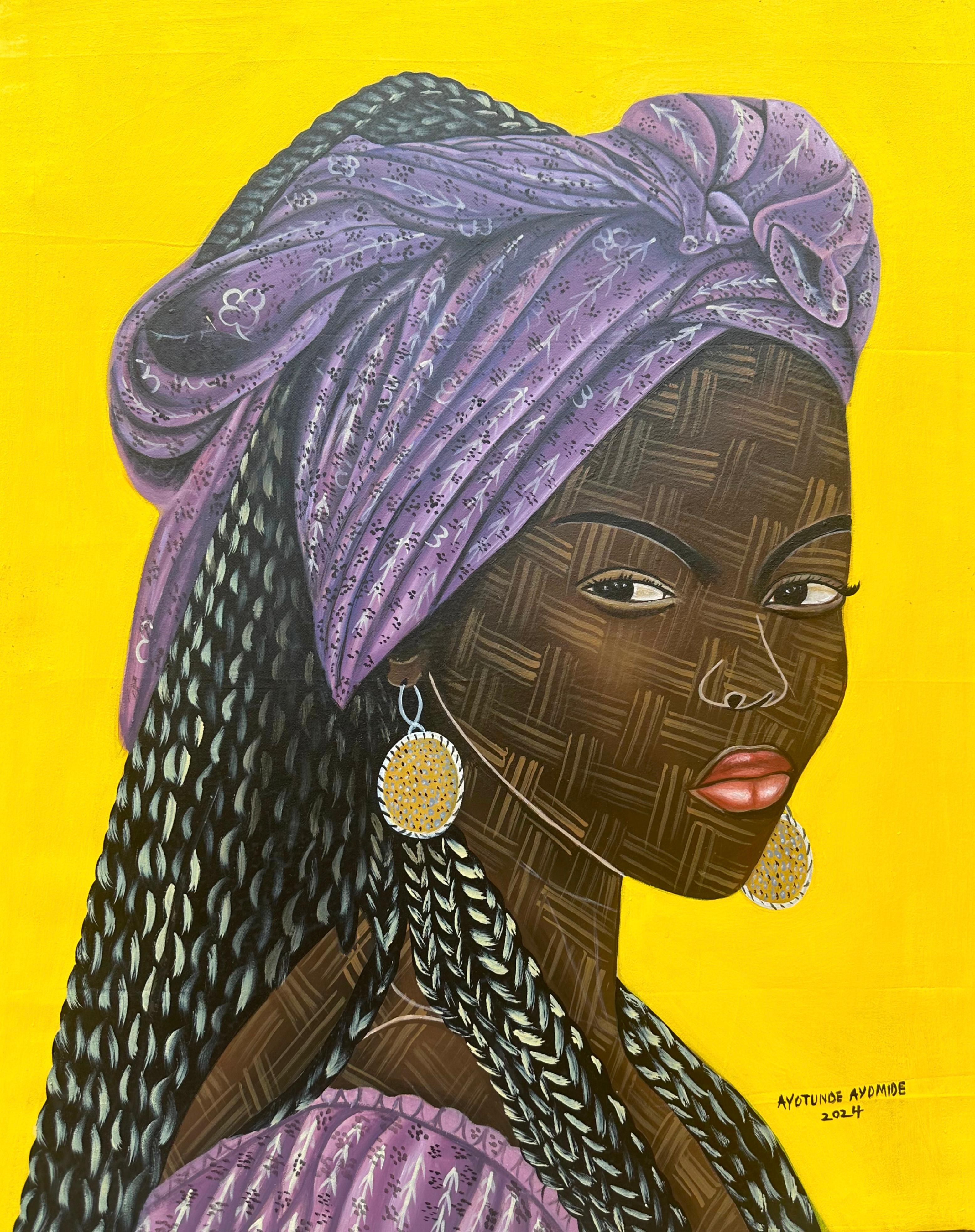 Ayotunde Ayomide Figurative Painting - Glamour 1 (Portrait of Ayoke) - Contemporary, 21st Century, Figurative, Women
