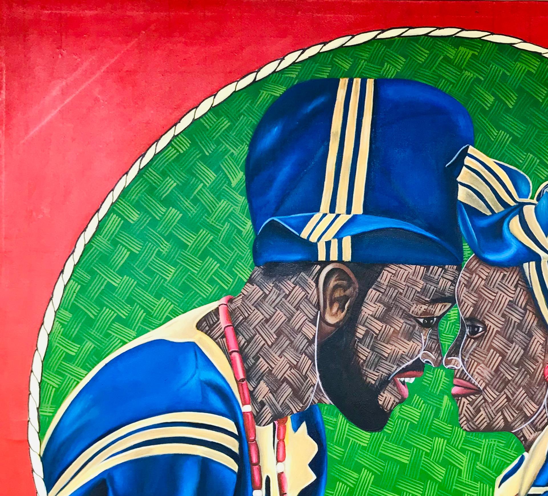 Il ferro affila il ferro -Contemporaneo, 21° secolo, Ritratto figurativo, Coppia d'amore - Painting di Ayotunde Ayomide