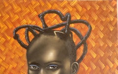 Mindset: Zeitgenössische figurative Malerei des 21. Jahrhunderts mit gemischten Medien und Frauenhaar