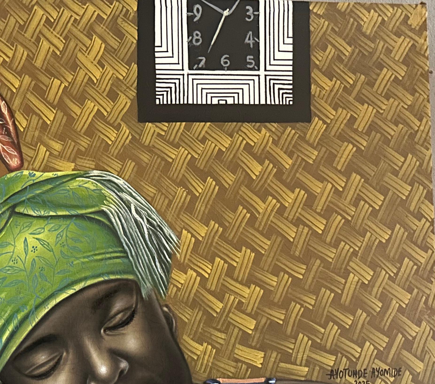 Sorelle Stronghold - Contemporaneo, 21° secolo, Ritratto figurativo, Donne Amore - Figurative Painting Marrone di Ayotunde Ayomide