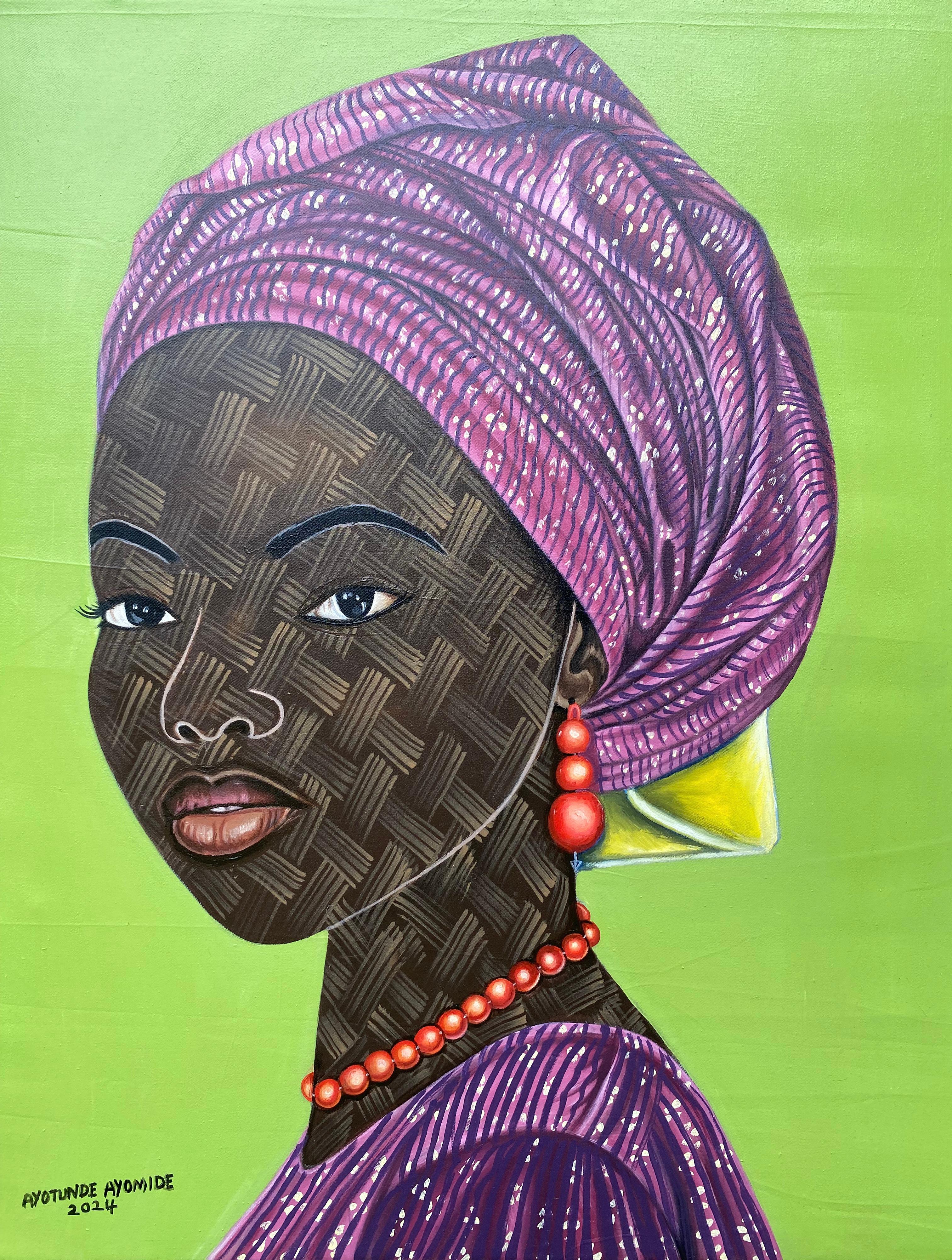 Ayotunde Ayomide Portrait Painting – Glamour 2 (Portrait von Arike) - Zeitgenössisch, 21. Jahrhundert, Figurativ, Frauen