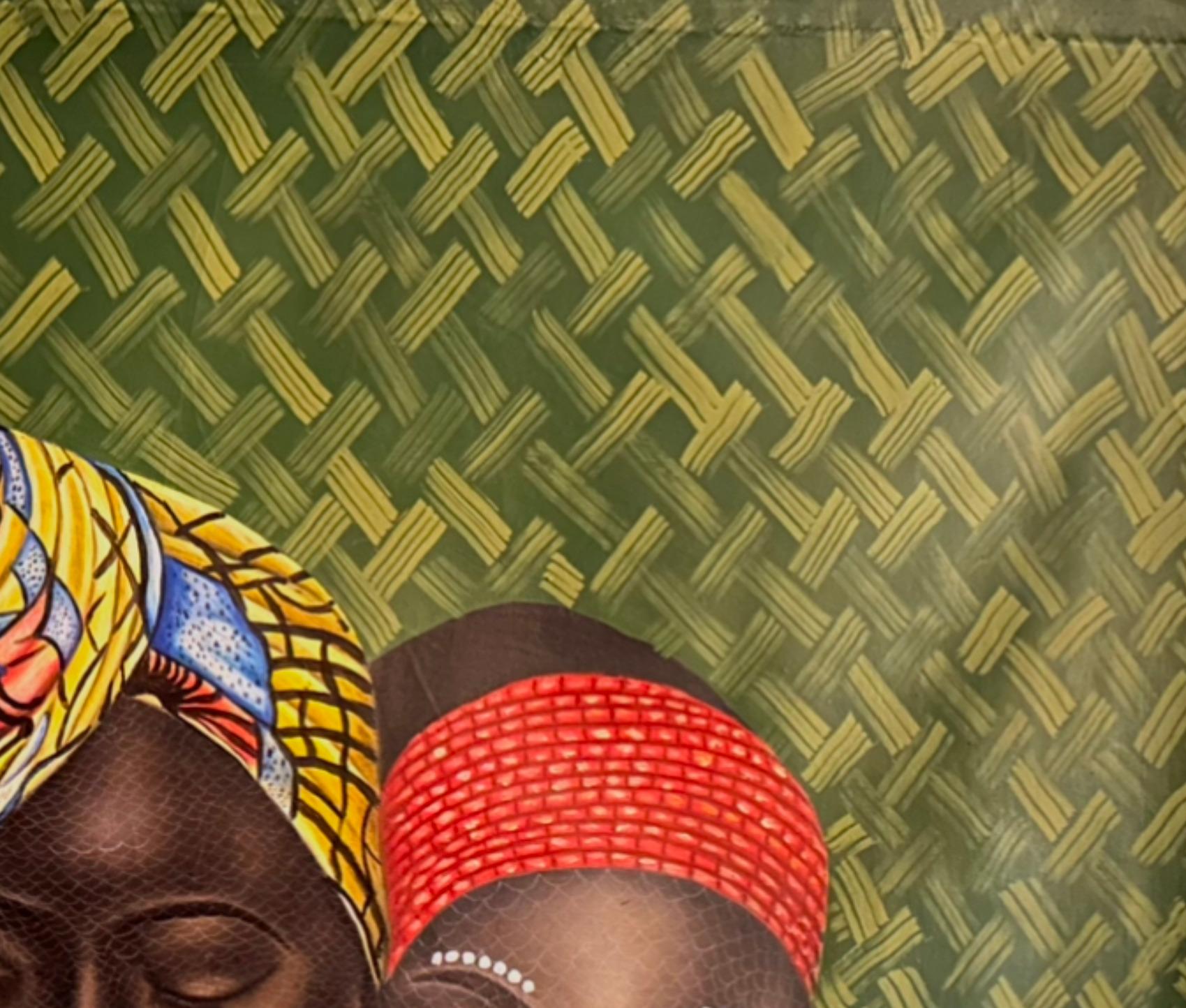 Triad - Contemporary, 21st Century, Figurative Portrait, Women Love, Mixed Media - Painting de Ayotunde Ayomide